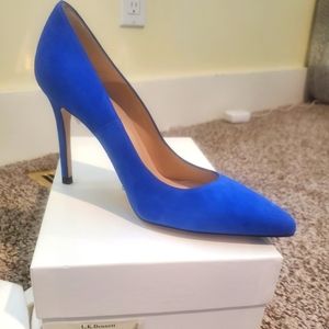 Brand new L.K. Bennett London Fern Poolside Blue Suede Heels